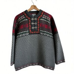 Squaw Valley Sweater Sz L VTG Fair Isle Icelandic Nordic Wool Pullover